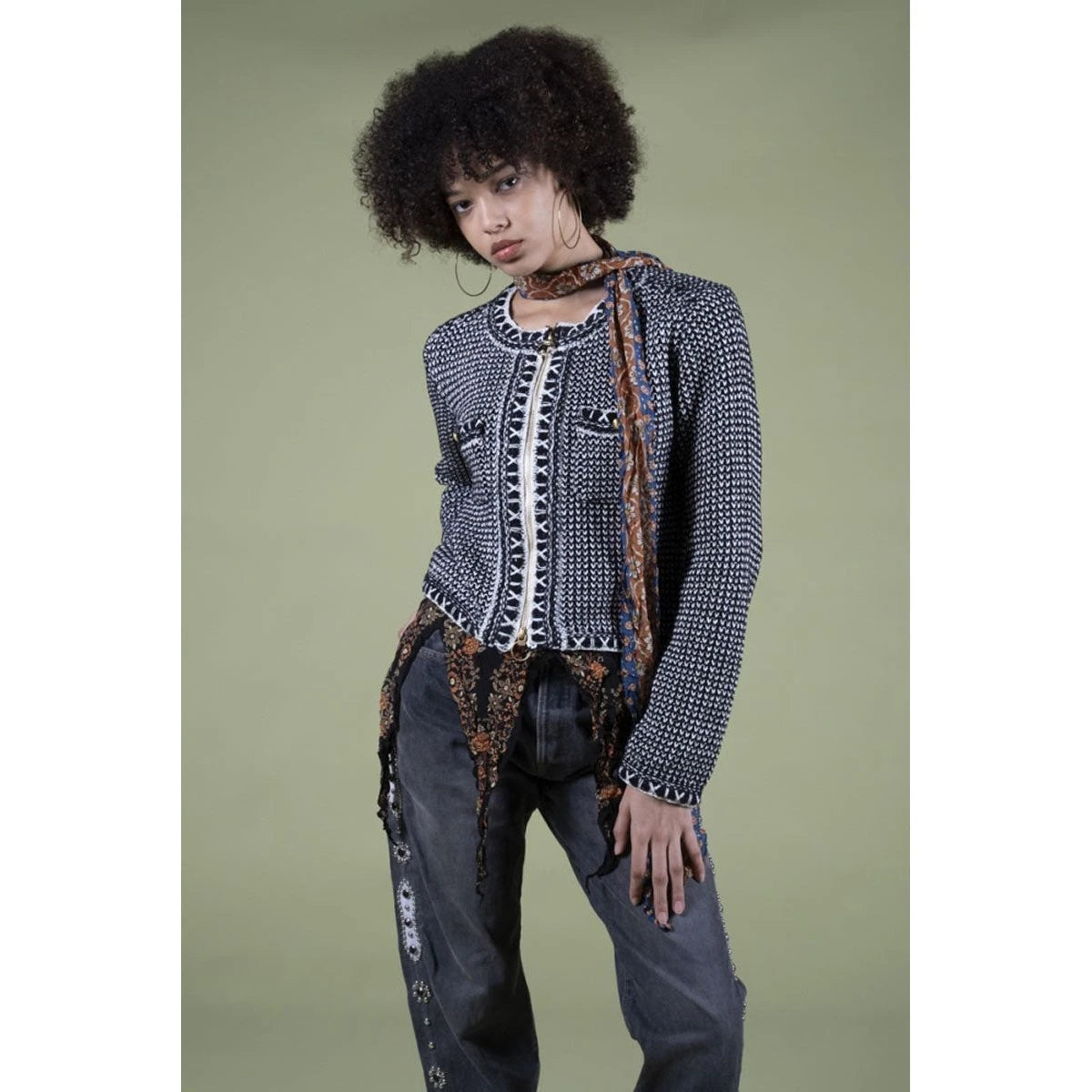Kapital 5G Knit Zip Cabaret Cardigan