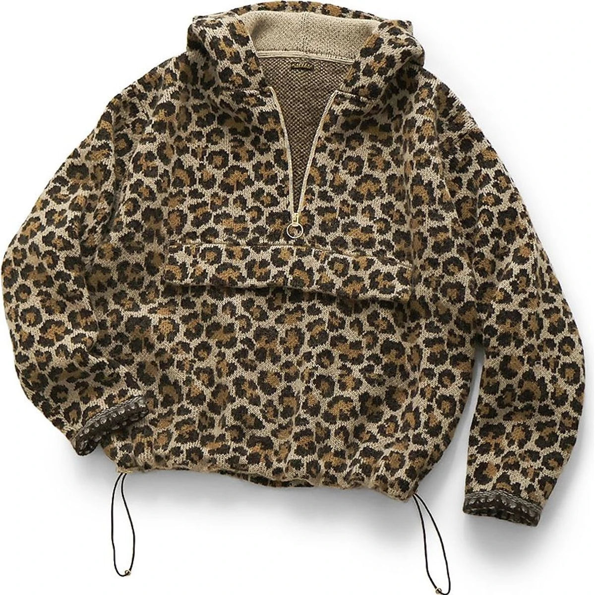 Kapital 5G Leopard Print Mohair Knit Half Zip Anorak