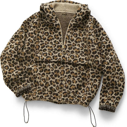 Kapital 5G Leopard Print Mohair Knit Half Zip Anorak