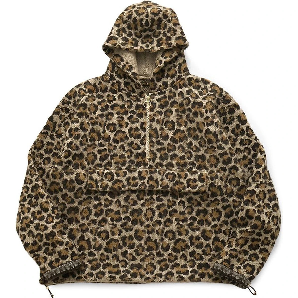 Kapital 5G Leopard Print Mohair Knit Half Zip Anorak
