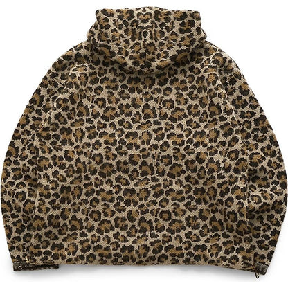 Kapital 5G Leopard Print Mohair Knit Half Zip Anorak