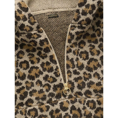 Kapital 5G Leopard Print Mohair Knit Half Zip Anorak