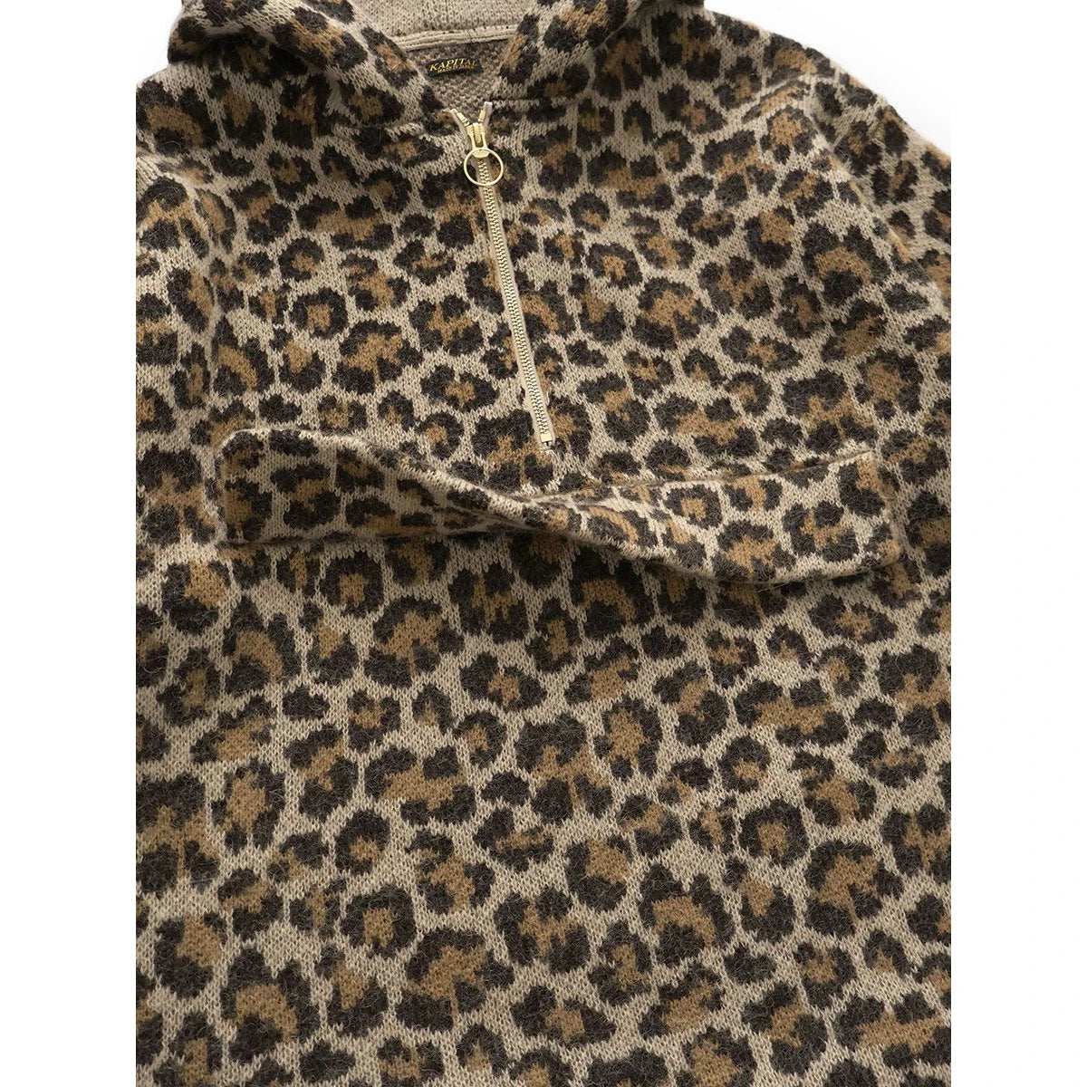 Kapital 5G Leopard Print Mohair Knit Half Zip Anorak