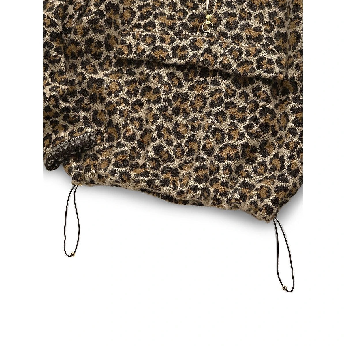 Kapital 5G Leopard Print Mohair Knit Half Zip Anorak