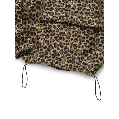 Kapital 5G Leopard Print Mohair Knit Half Zip Anorak