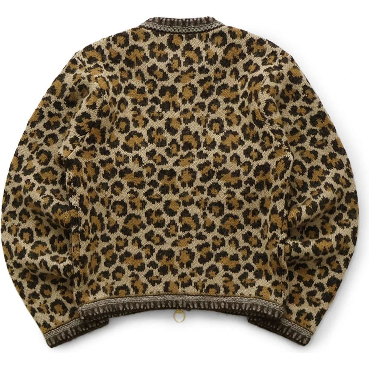 Kapital 5G Leopard Print Mohair Knit Zip Cabaret Cardigan
