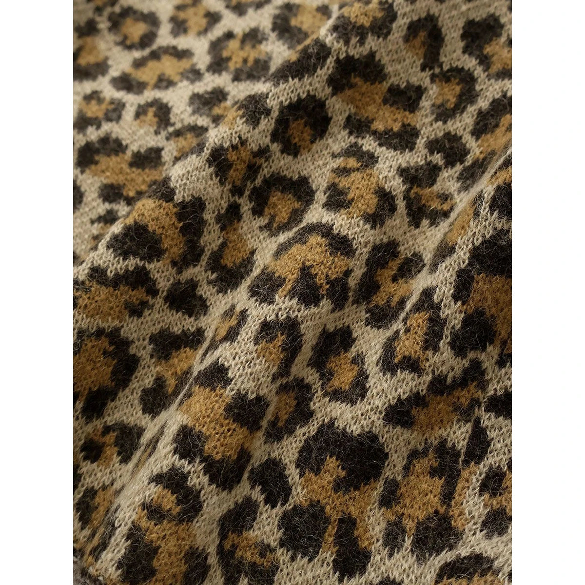 Kapital 5G Leopard Print Mohair Knit Zip Cabaret Cardigan