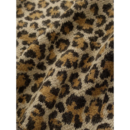 Kapital 5G Leopard Print Mohair Knit Zip Cabaret Cardigan