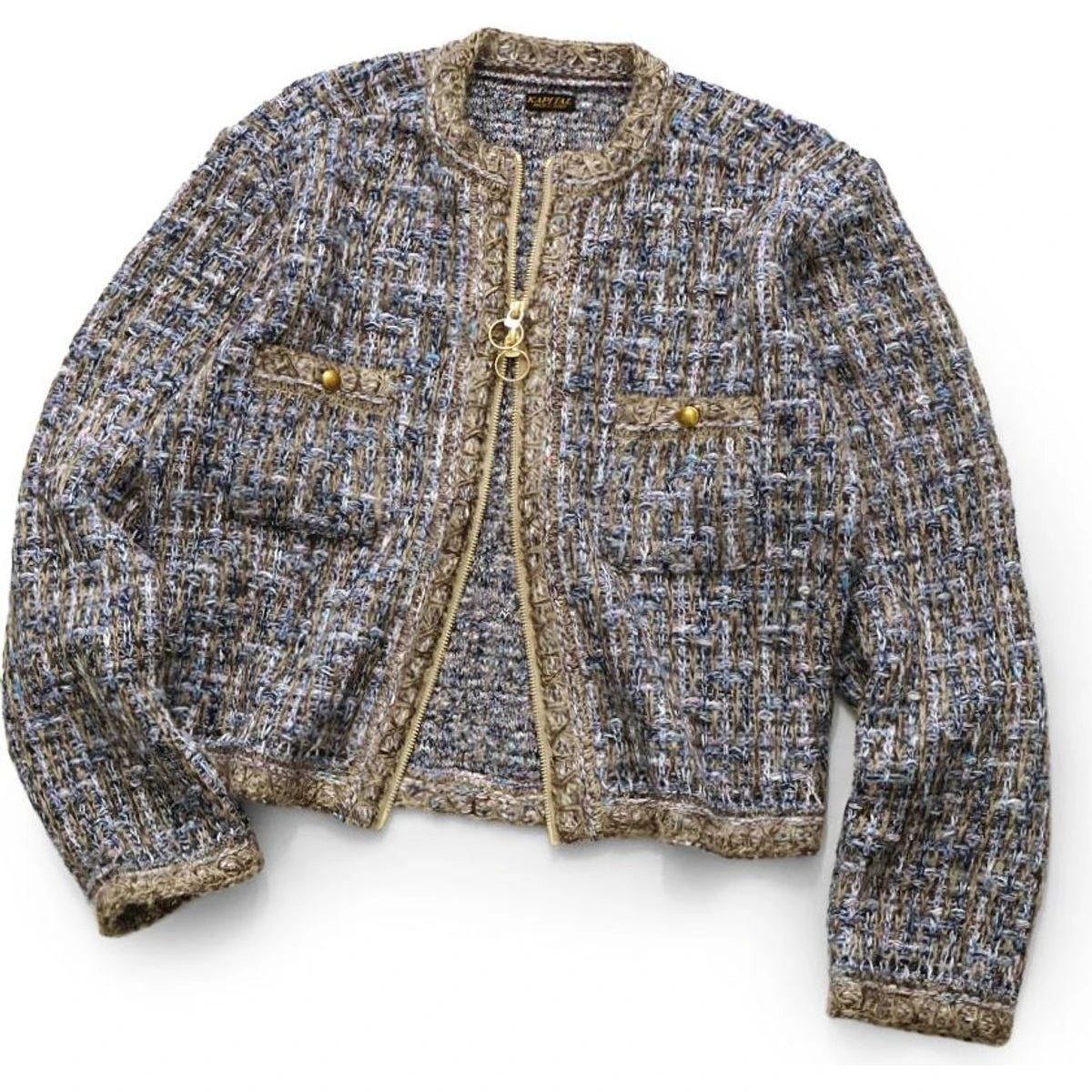 Kapital 5G Tweed Knit Zip Cabaret Cardigan