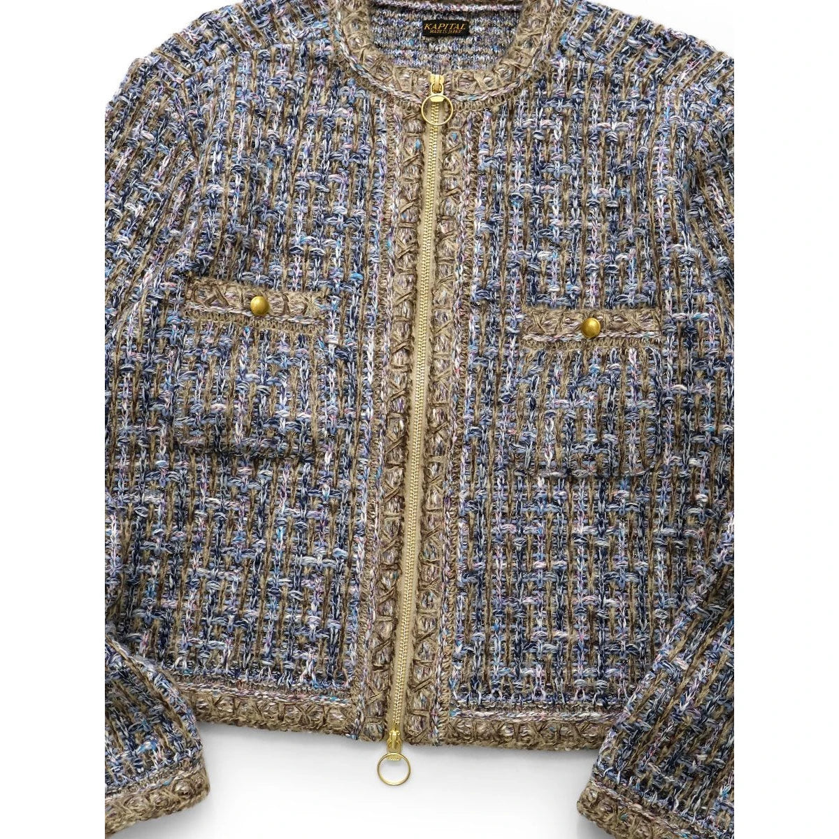 Kapital 5G Tweed Knit Zip Cabaret Cardigan