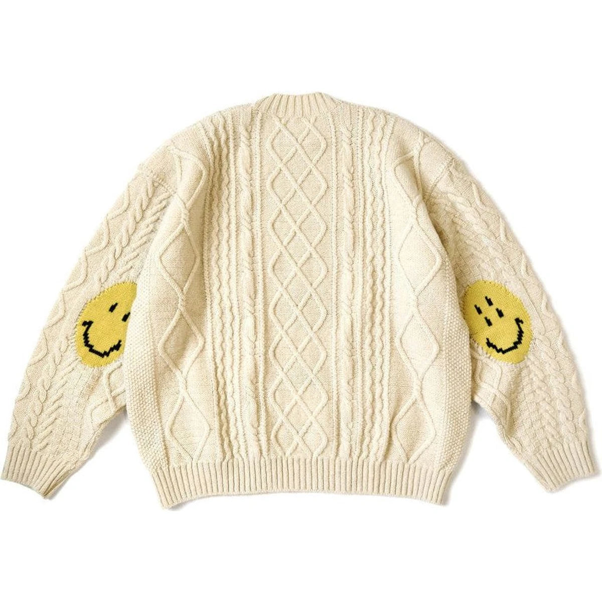 Kapital 5G Wool Cable Knit Happy Patch Crew Sweater