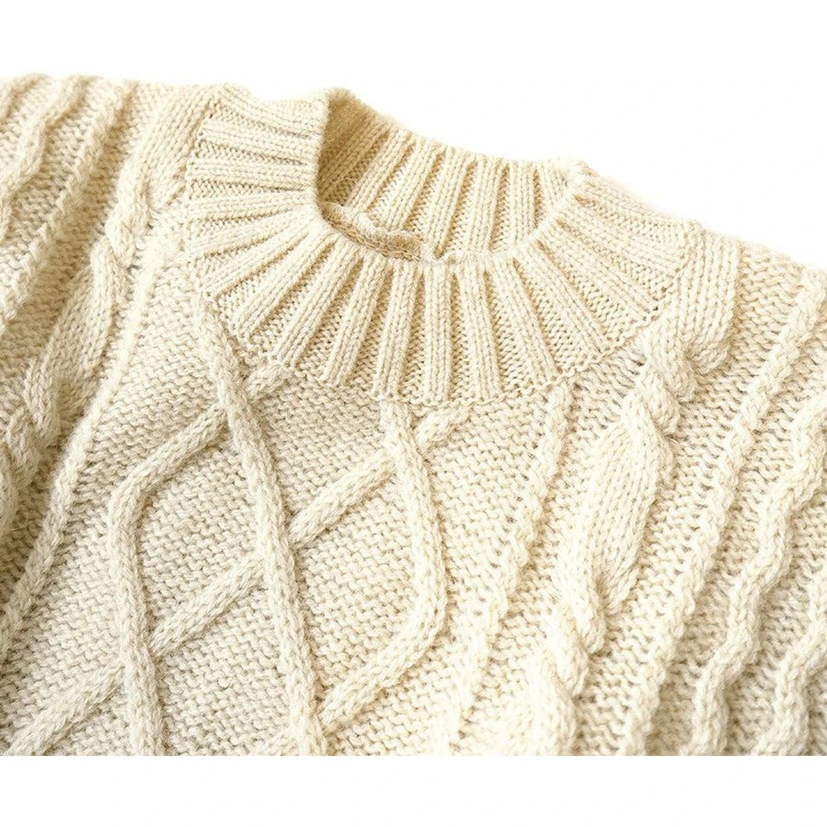 Kapital 5G Wool Cable Knit Happy Patch Crew Sweater