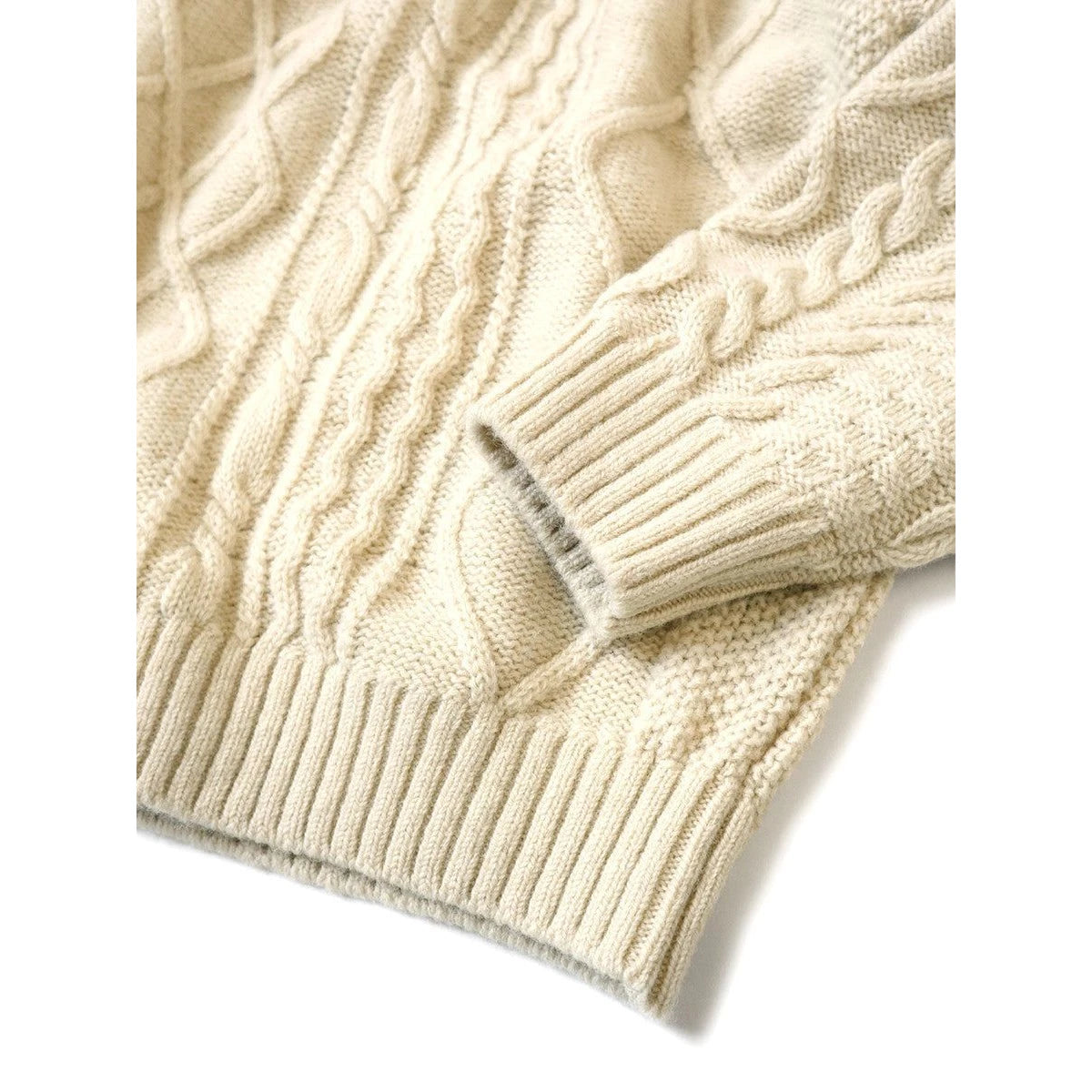 Kapital 5G Wool Cable Knit Happy Patch Crew Sweater