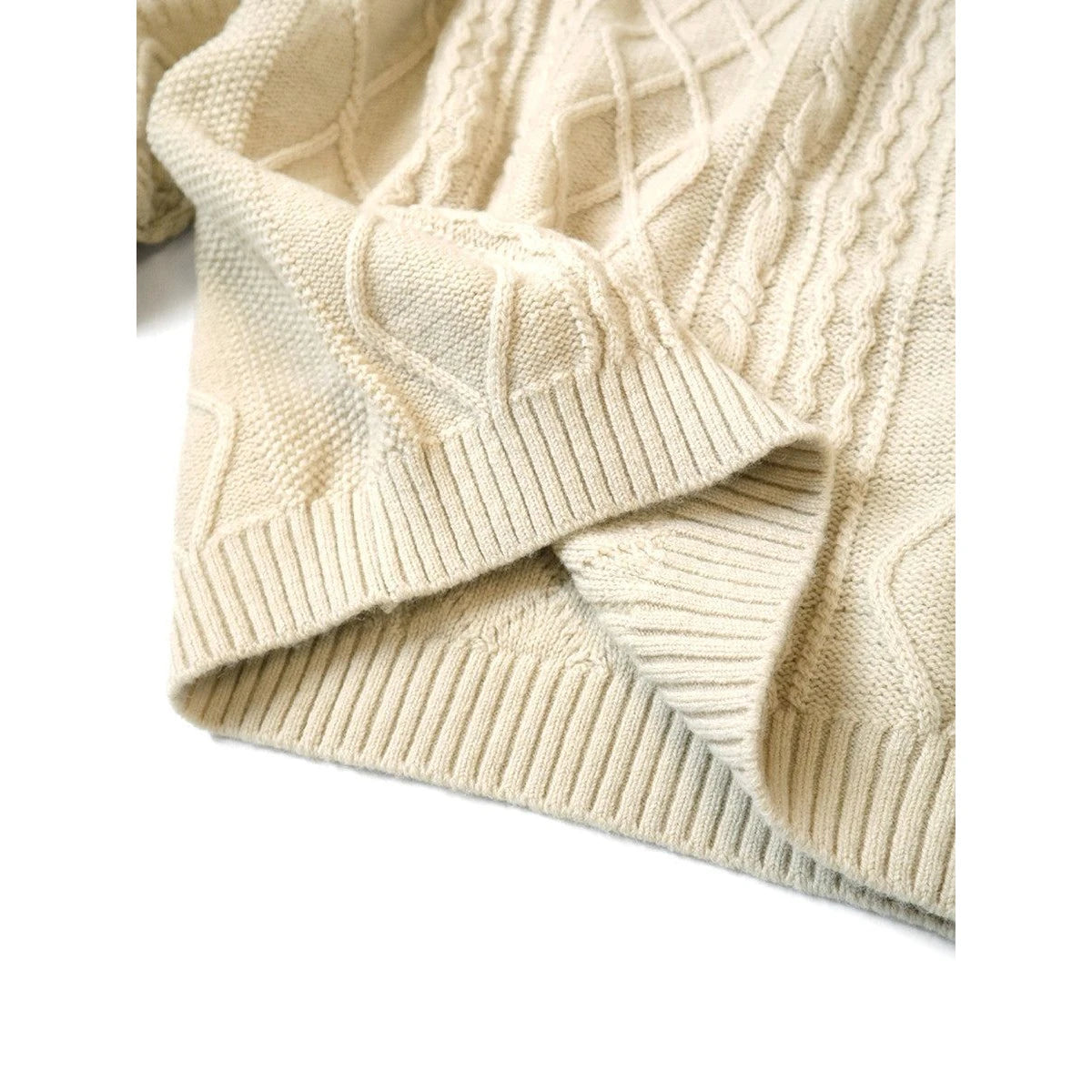 Kapital 5G Wool Cable Knit Happy Patch Crew Sweater