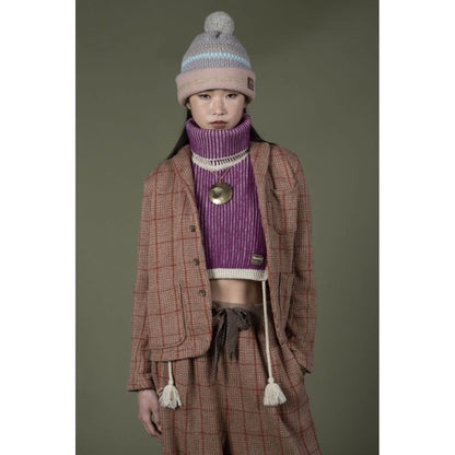 Kapital 5G Wool High Neck Striped Bib Poncho