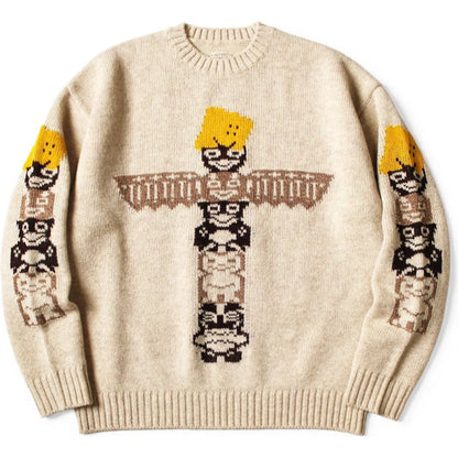 Kapital 5G Wool Peckish Totem Pole Crew Sweater