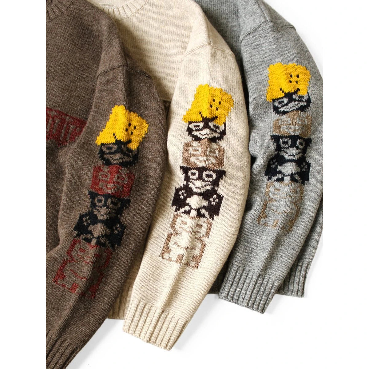 Kapital 5G Wool Peckish Totem Pole Crew Sweater