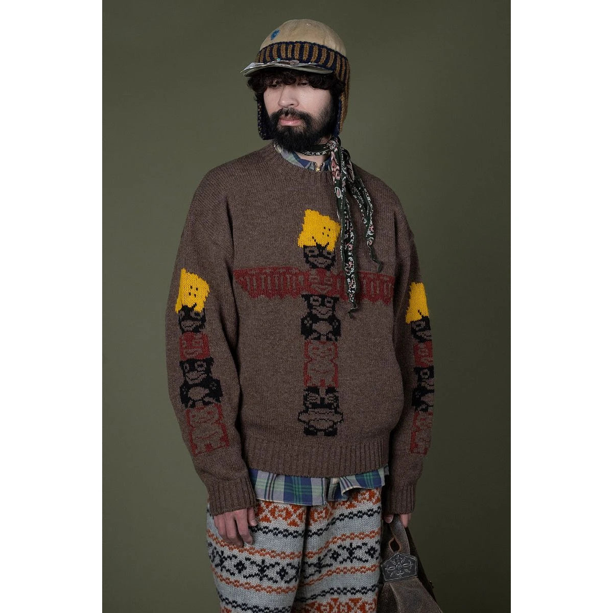 Kapital 5G Wool Peckish Totem Pole Crew Sweater