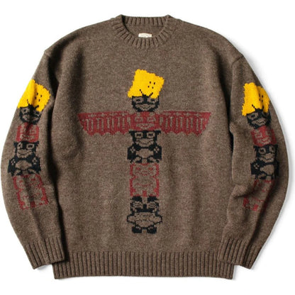 Kapital 5G Wool Peckish Totem Pole Crew Sweater