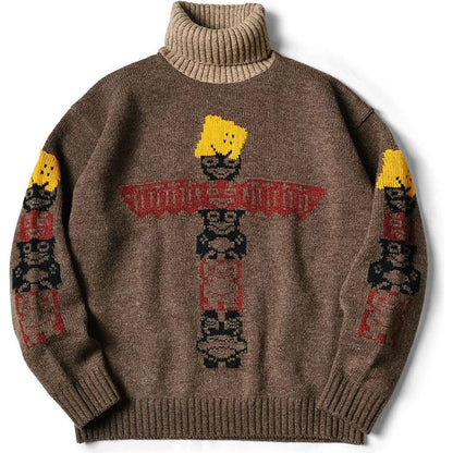 Kapital 5G Wool Peckish Totem Pole High Neck Sweater