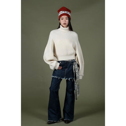 Kapital 5G Wool Rib Knit Belted Sleeve Sweater