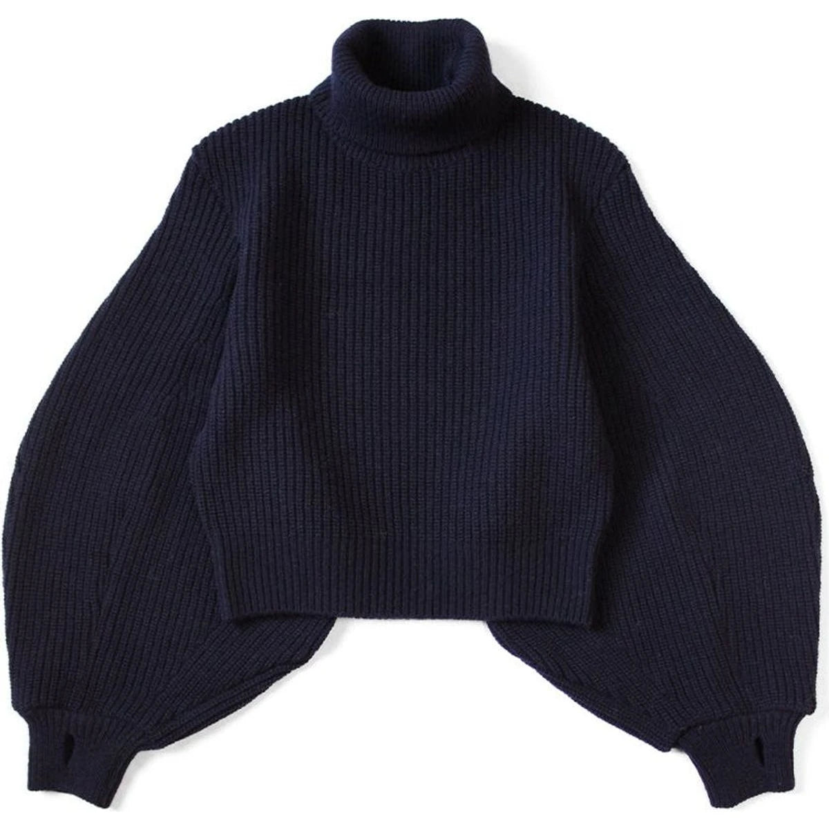 Kapital 5G Wool Rib Knit Belted Sleeve Sweater