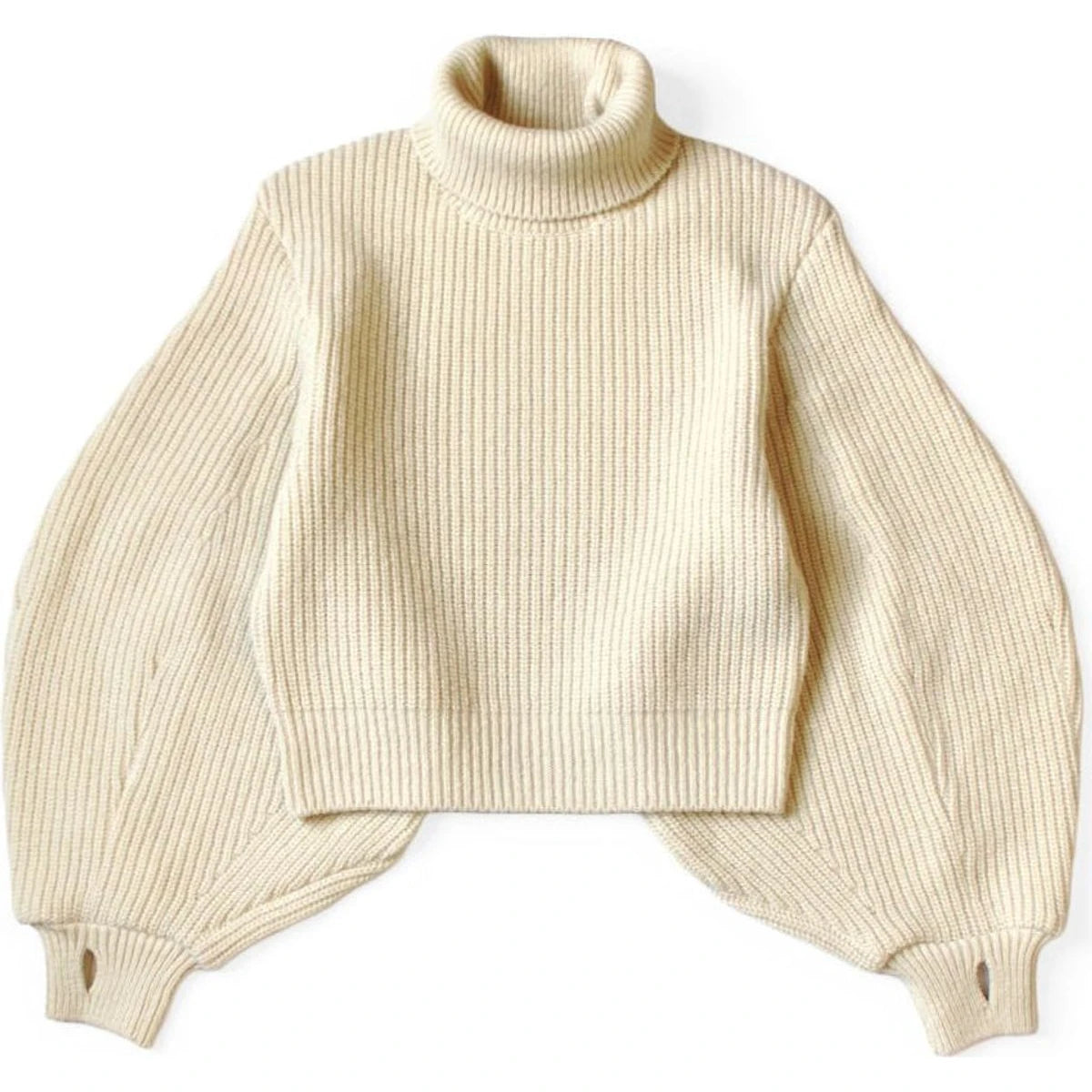 Kapital 5G Wool Rib Knit Belted Sleeve Sweater