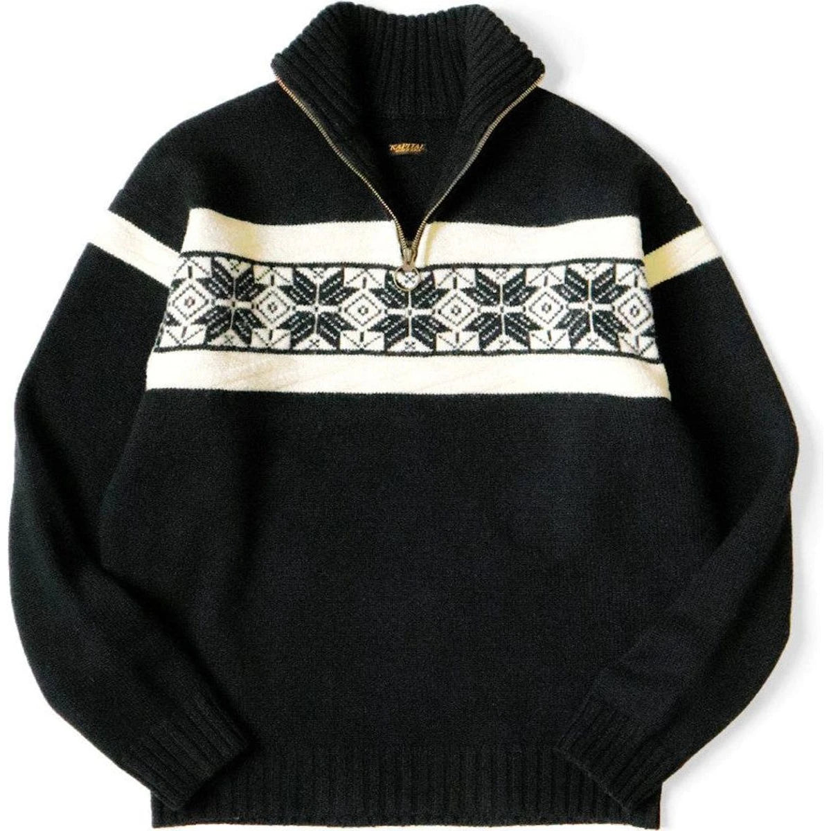 Kapital 5G Wool Snow Pattern Half Zip Sweater