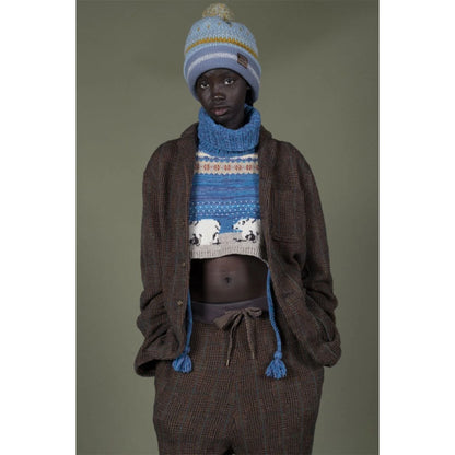 Kapital 5G Wool White Bear High Neck Bib Poncho