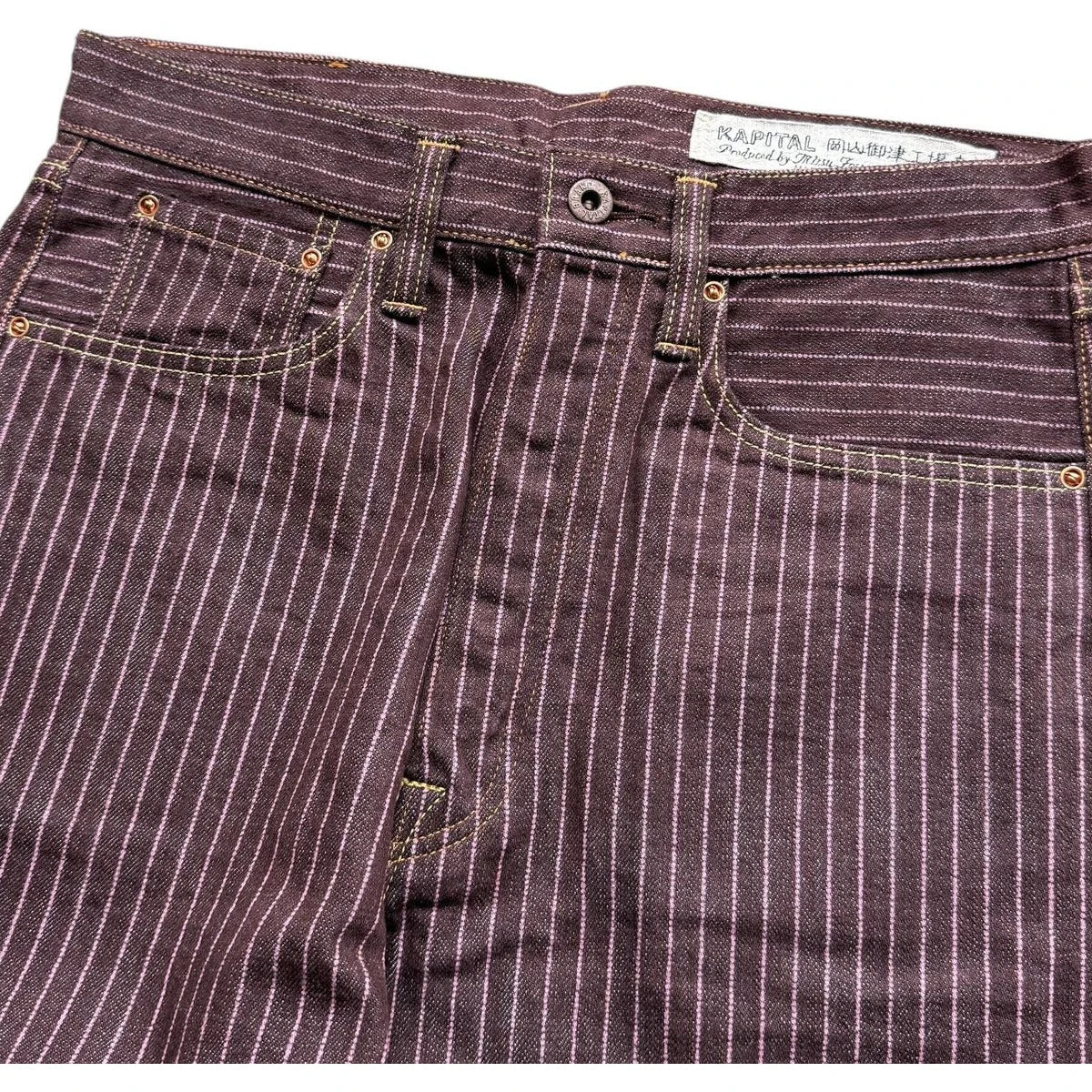 Kapital 5P Denim Pinstripe Sashiko Pants