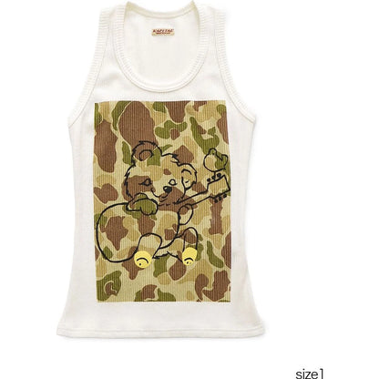 Kapital Stretch Rib Knit Tank Top (Camouflage Little Bear & Harmony Print)