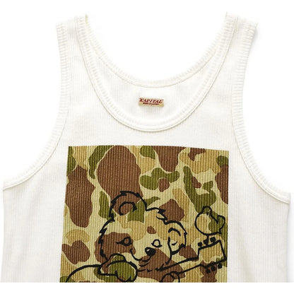 Kapital Stretch Rib Knit Tank Top (Camouflage Little Bear & Harmony Print)
