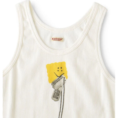 Kapital Stretch Rib Knit Tank Top (Peckish Dog Tag Print)