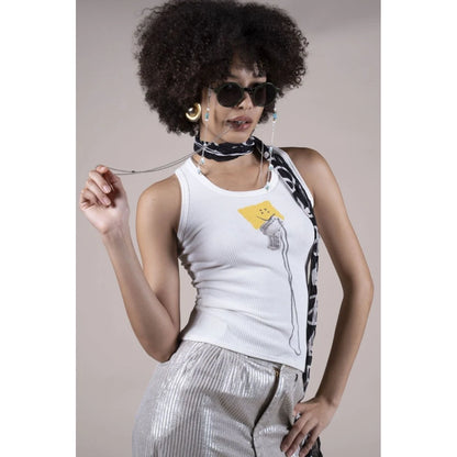 Kapital Stretch Rib Knit Tank Top (Peckish Dog Tag Print)