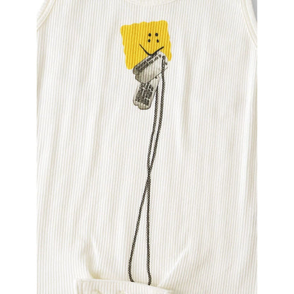 Kapital Random Stretch Rib Knit Swim Tank Top (Peckish Dock Tag Print)