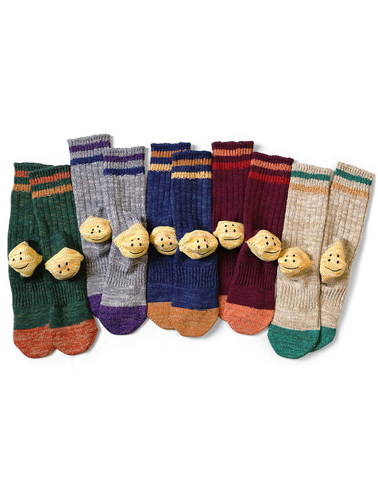 Kapital Heather Ivy Rainbowy Happy Heel Smile Socks