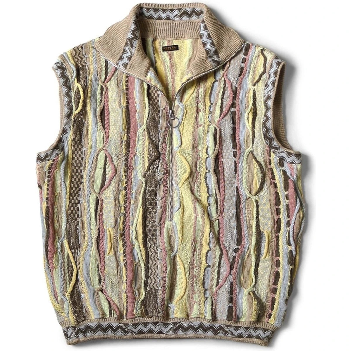 Kapital 7G Knit Gaudy Half Zip Vest