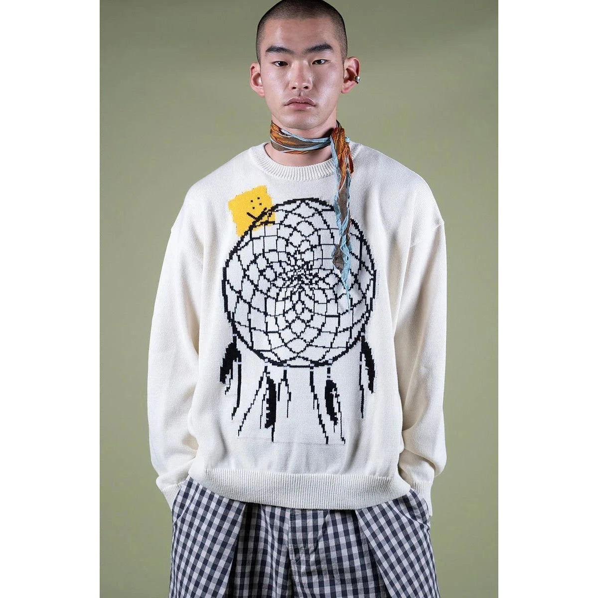 Kapital 7G Knit Peckish Dreamcatcher Crew Neck Sweater