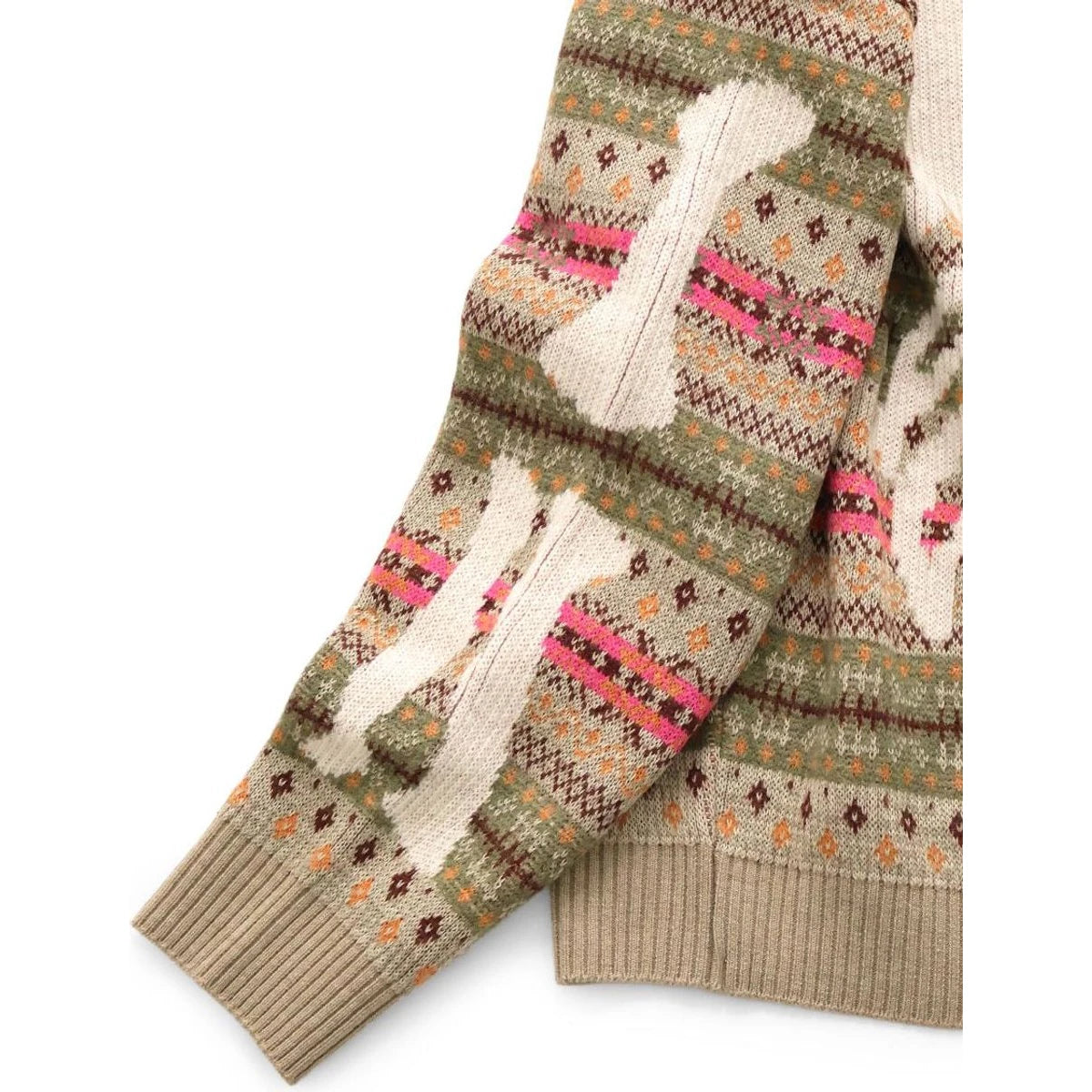 Kapital 7G Wool Fair Isle Bone Crew Neck Sweater