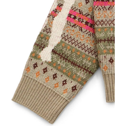 Kapital 7G Wool Fair Isle Bone Crew Neck Sweater