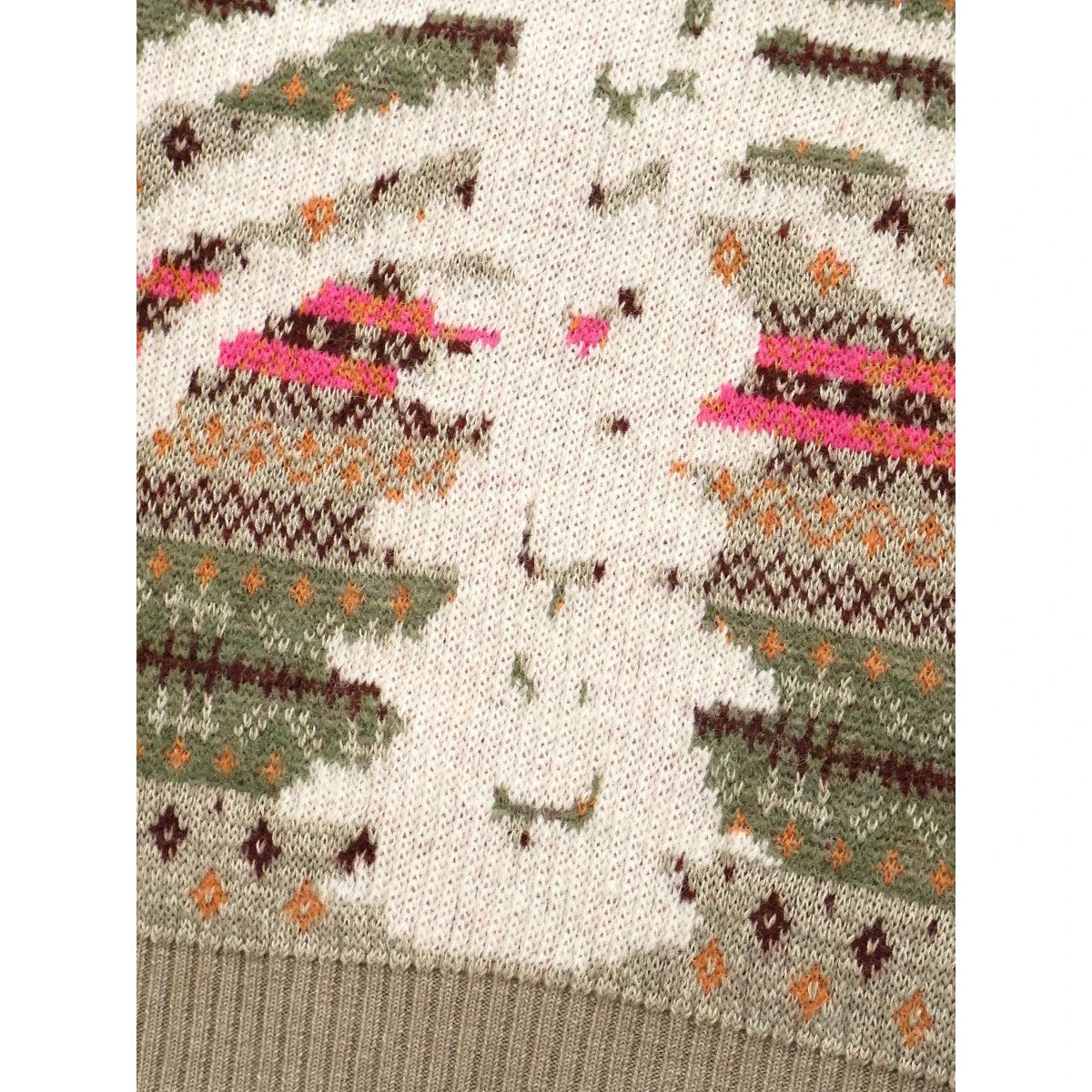 Kapital 7G Wool Fair Isle Bone Crew Neck Sweater