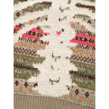 Kapital 7G Wool Fair Isle Bone Crew Neck Sweater