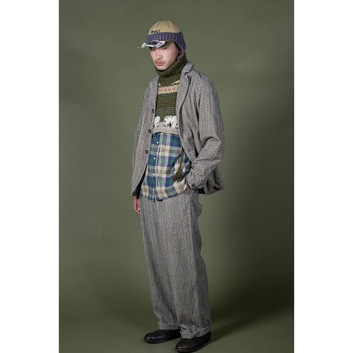 Kapital 8-Wale Corduroy Dawson-Stripe Pattern Easy Trousers