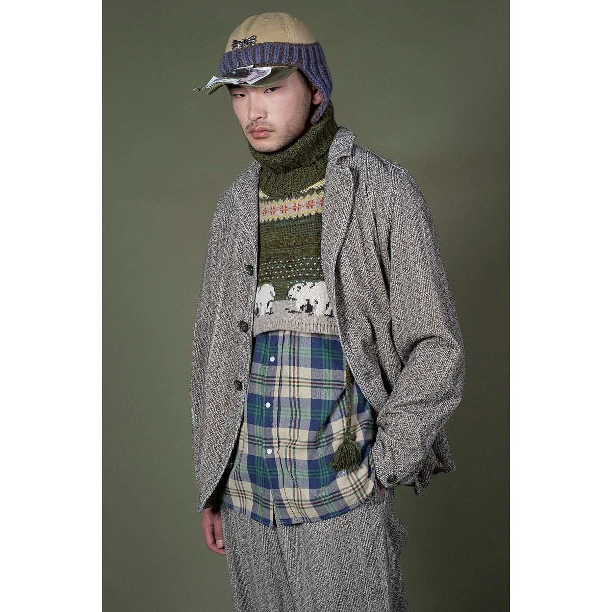 Kapital 8-Wale Corduroy Dawson-Stripe Pattern Hospital Jacket