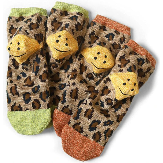 Kapital 84 Rainbowy Happy Heel Leopard Ankle Socks