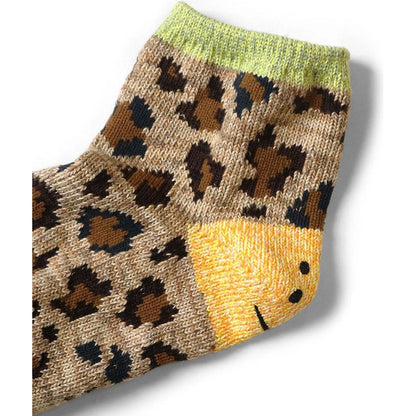 Kapital 84 Rainbowy Happy Heel Leopard Ankle Socks