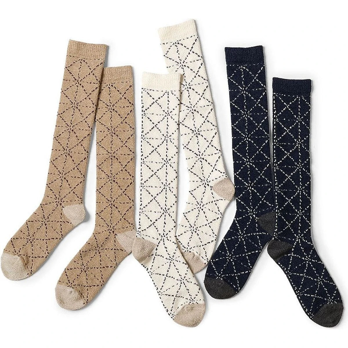 Kapital 84 Strands Of Mohair Yarn Sashiko Knee Socks