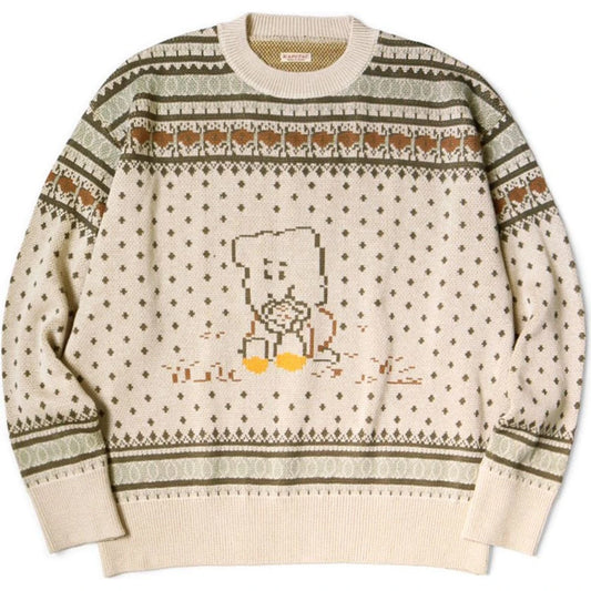 Kapital 8G Cotton Knit Peckish Rainbowy Fair Isle Crew Sweater