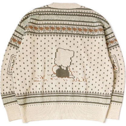 Kapital 8G Cotton Knit Peckish Rainbowy Fair Isle Crew Sweater