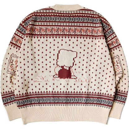 Kapital 8G Cotton Knit Peckish Rainbowy Fair Isle Crew Sweater